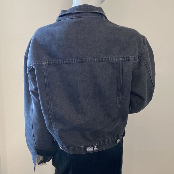 Watch LA Vintage 90s Women's Washed Black Oversized Denim Jean Jacket - Picture 3 of 6